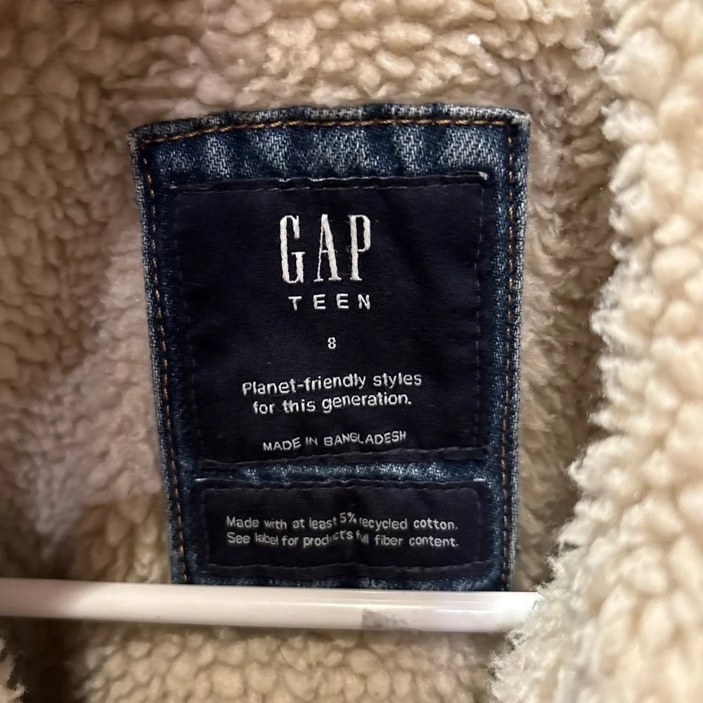 Gap Teen Oversized Denim Sherpa Jean Jacket Size 8 Light Wash